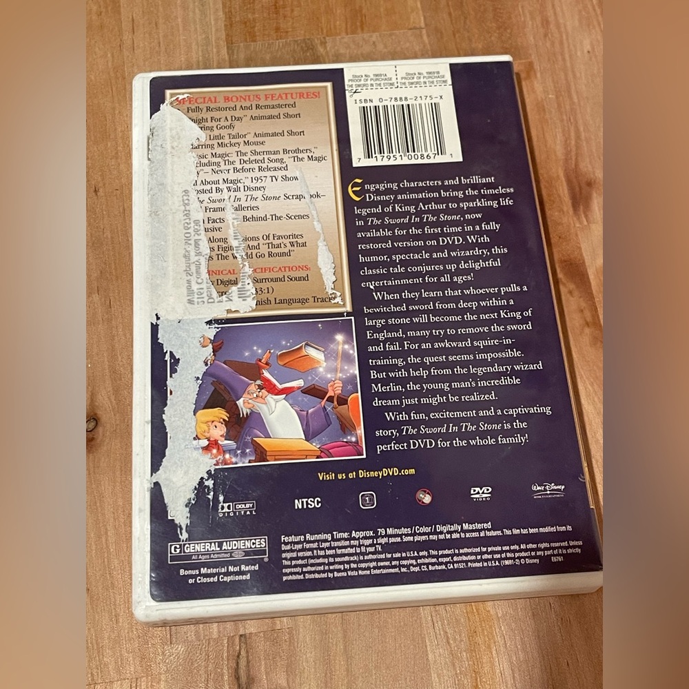 Disney Gold Collection The Sword in the Stone DVD - Picture 2 of 2